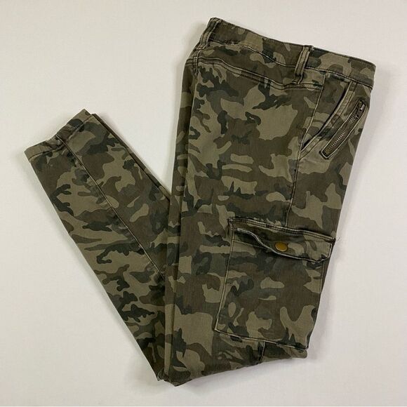 Ashley Mason Skinny Cargo Pants Women's 7 Chino Military Army Camo - Picture 3 of 13